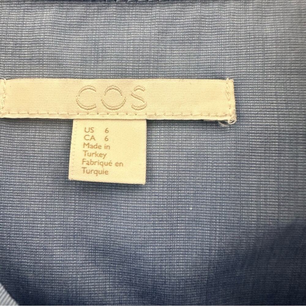 COS Casual Button Down Short Sleeved Shirt French Blue Size 6 - Picture 3 of 6